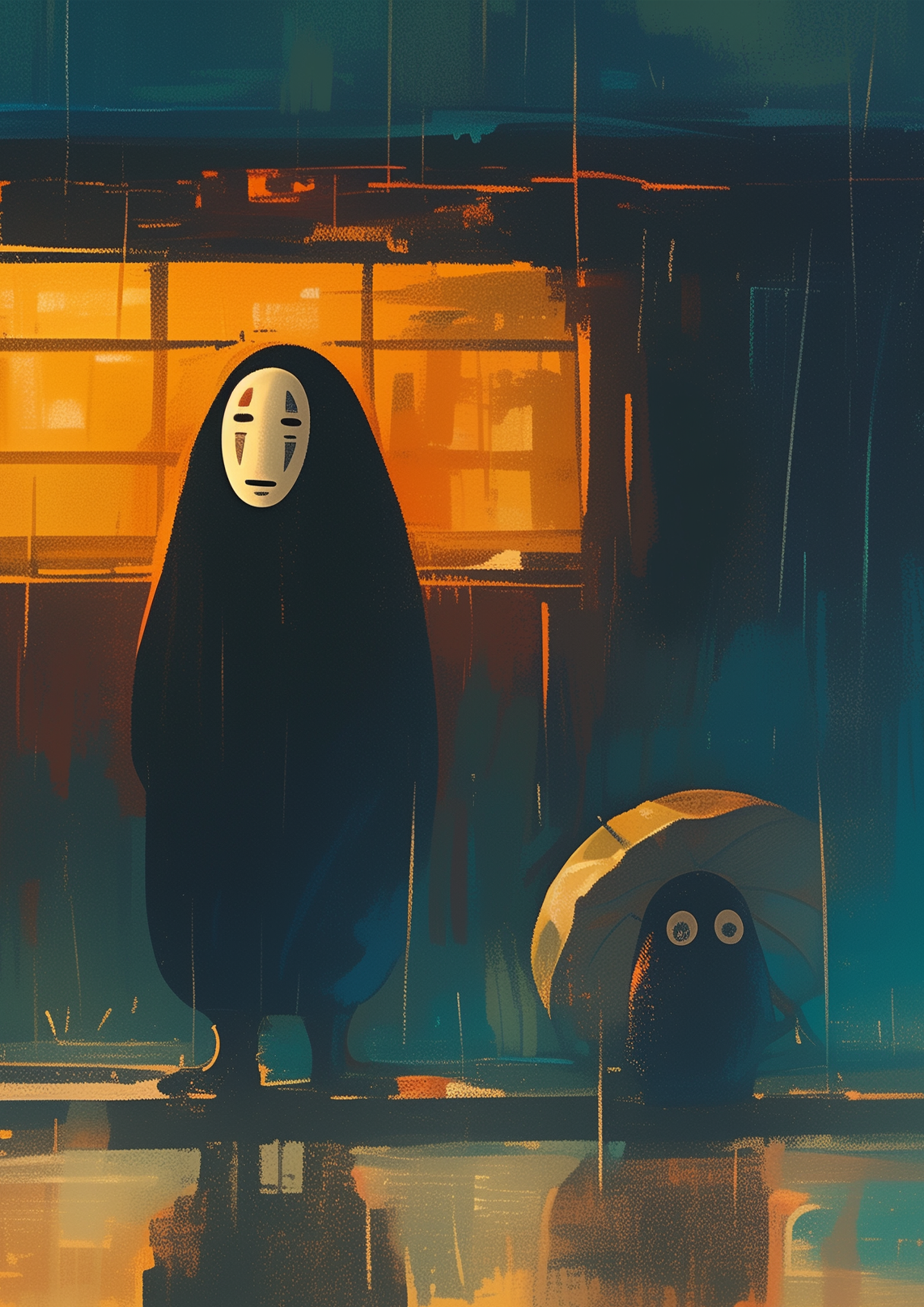 Spirited Away "No Face & Friend" - Wall Poster - A4 - Matte Print