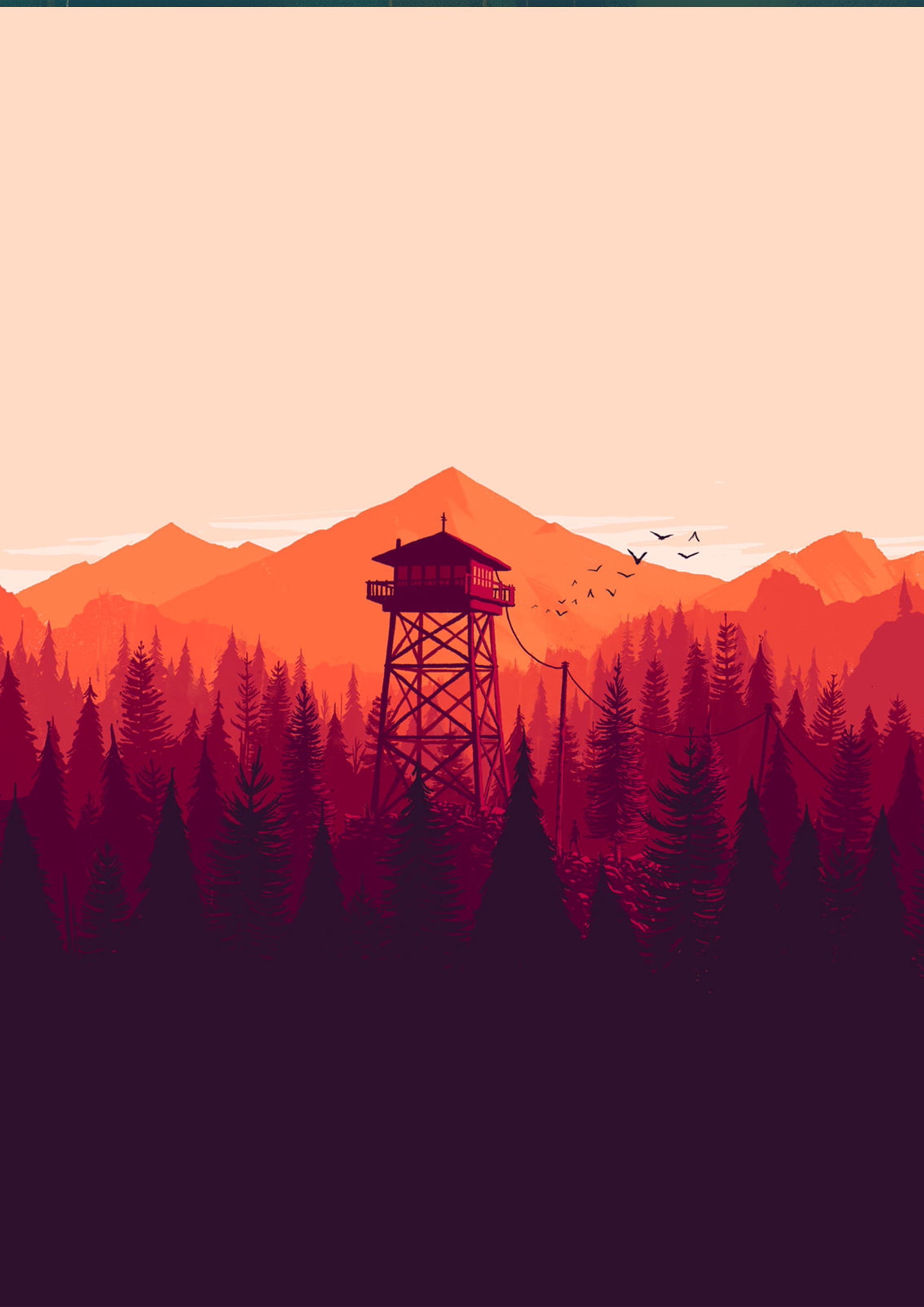Firewatch Sunset Wall Poster - A4 - Matte Print