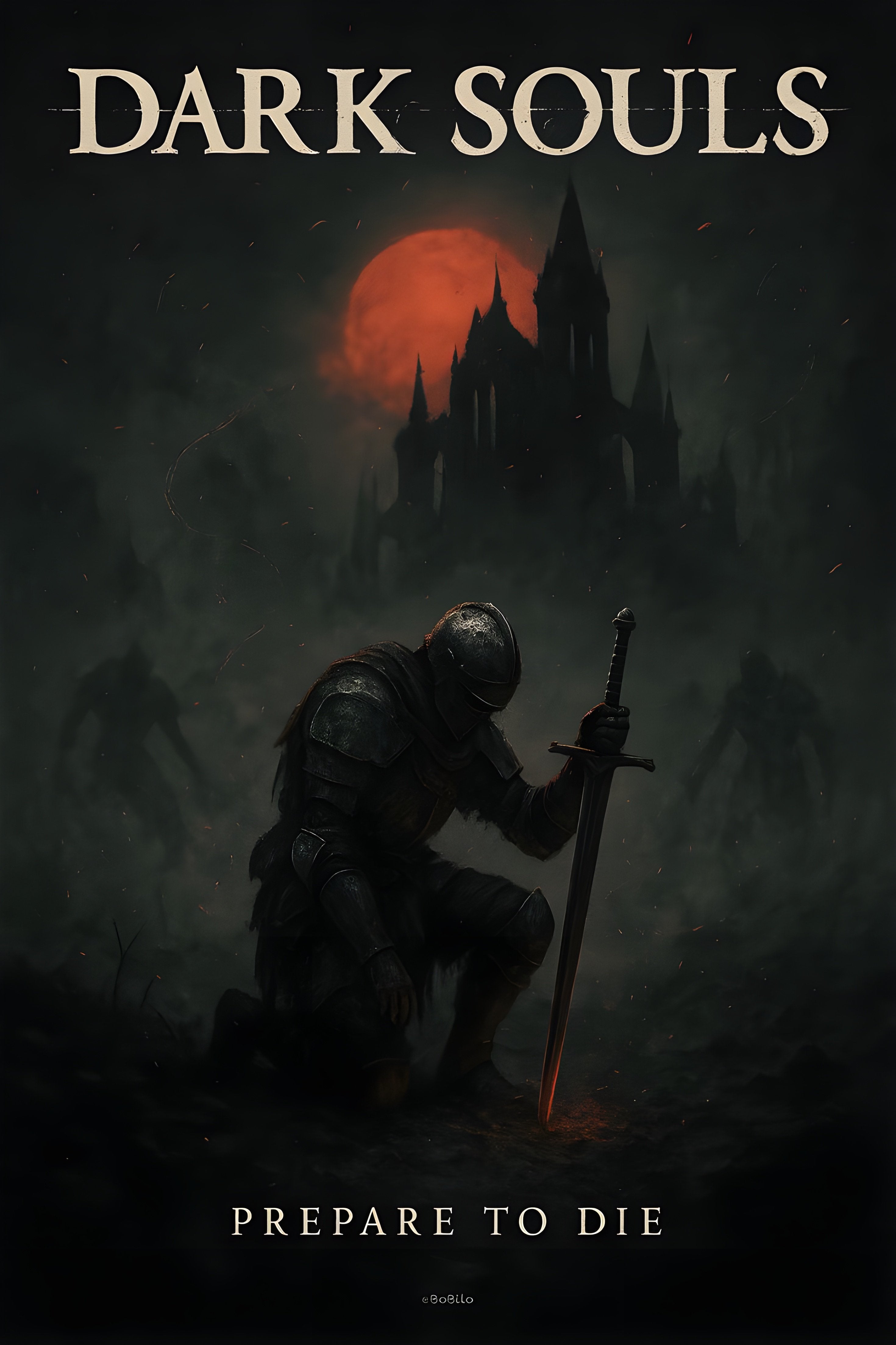 Dark Souls "Prepare to Die" Knight Wall Poster - A4 - Matte Print