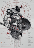 God of War Kratos "Leviathan Schematic" Wall Poster - A5 - Matte Print