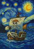 One Piece "Going Merry" Starry Night Art Poster - A5 - Matte Print
