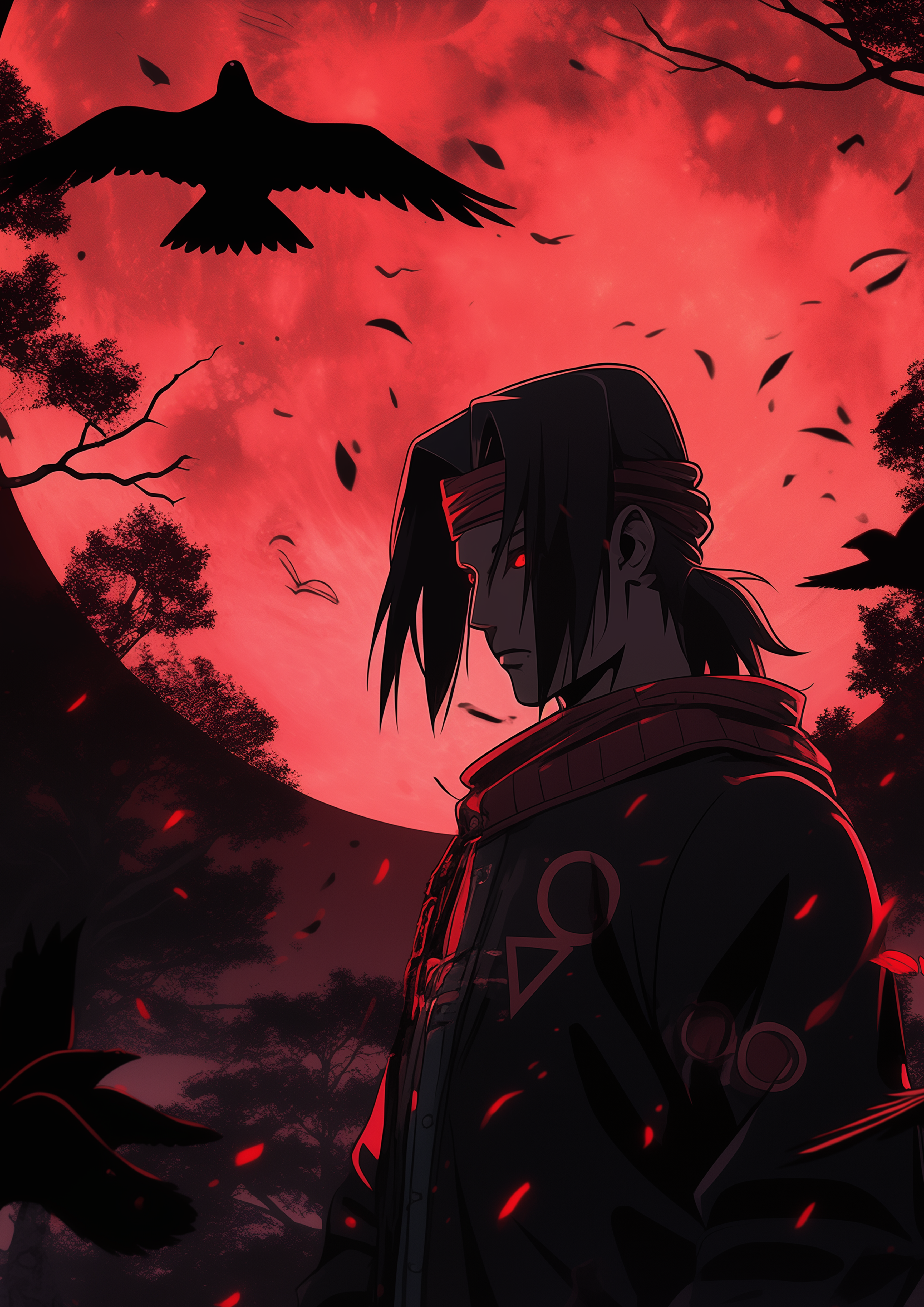 Naruto Itachi Uchiha "Blood Moon Genjutsu" Wall Poster - A3 - Matte Print