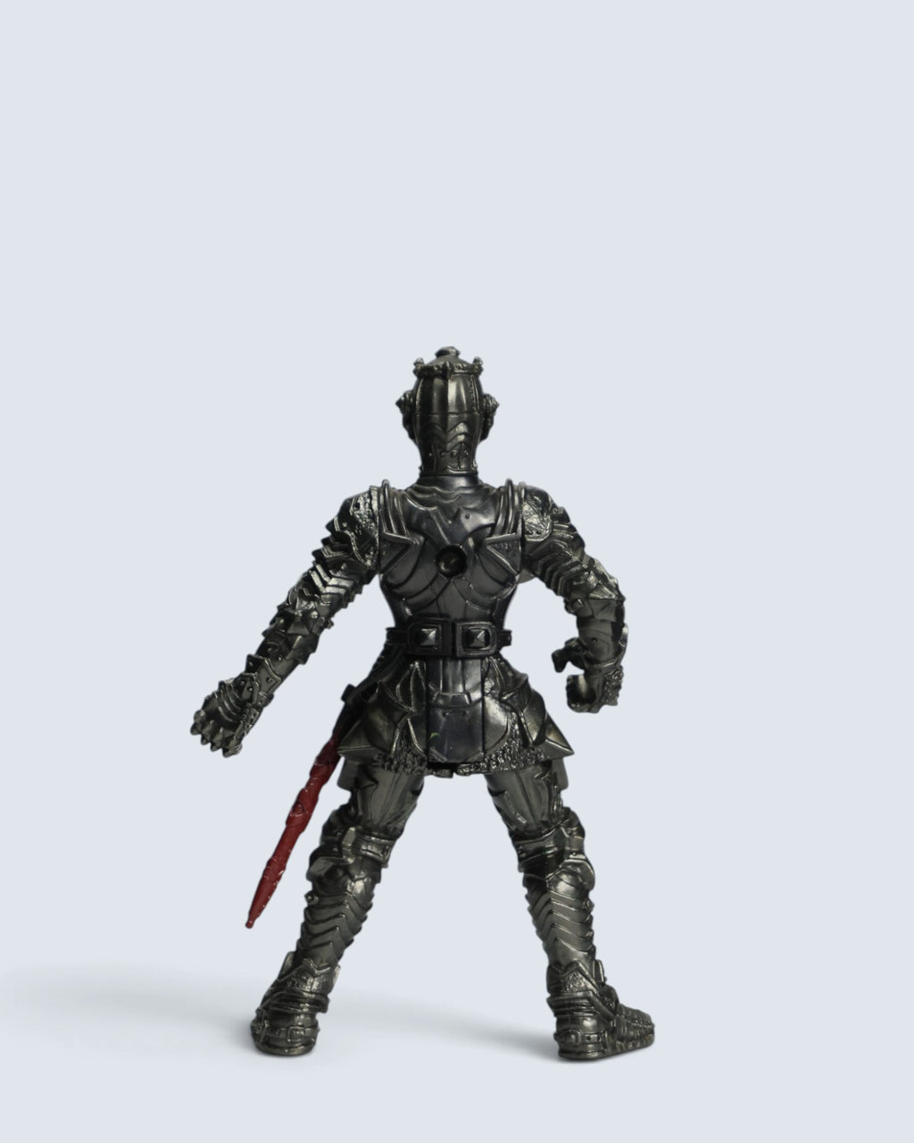 Medieval Black Knight Action Figure with Red Dragon Crest and Sheathed Sword Collectible