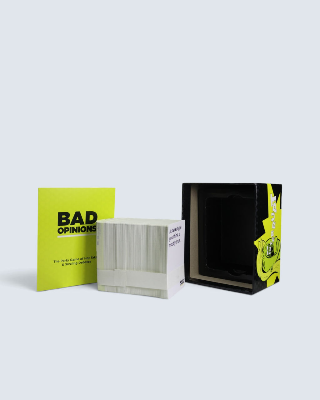 Bad Opinions The Party Game of Hot Takes & Sizzling Debates Dyce Complete Card Game