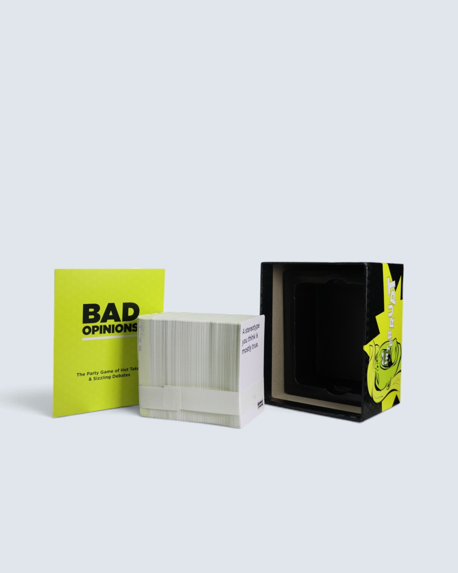 Bad Opinions The Party Game of Hot Takes & Sizzling Debates Dyce Complete Card Game