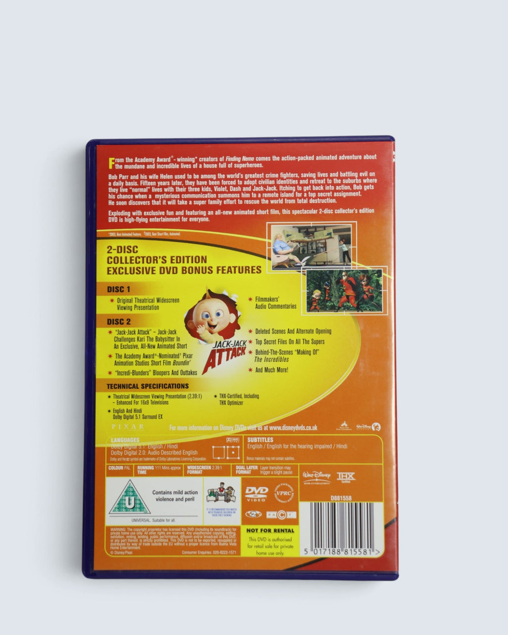 Disney: The Incredibles (DVD, 2004, 2-Disc Collector's Edition) Pixar Animated Film