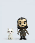 Game of Thrones Jon Snow & Ghost Mini Figure Set – King in the North Duo