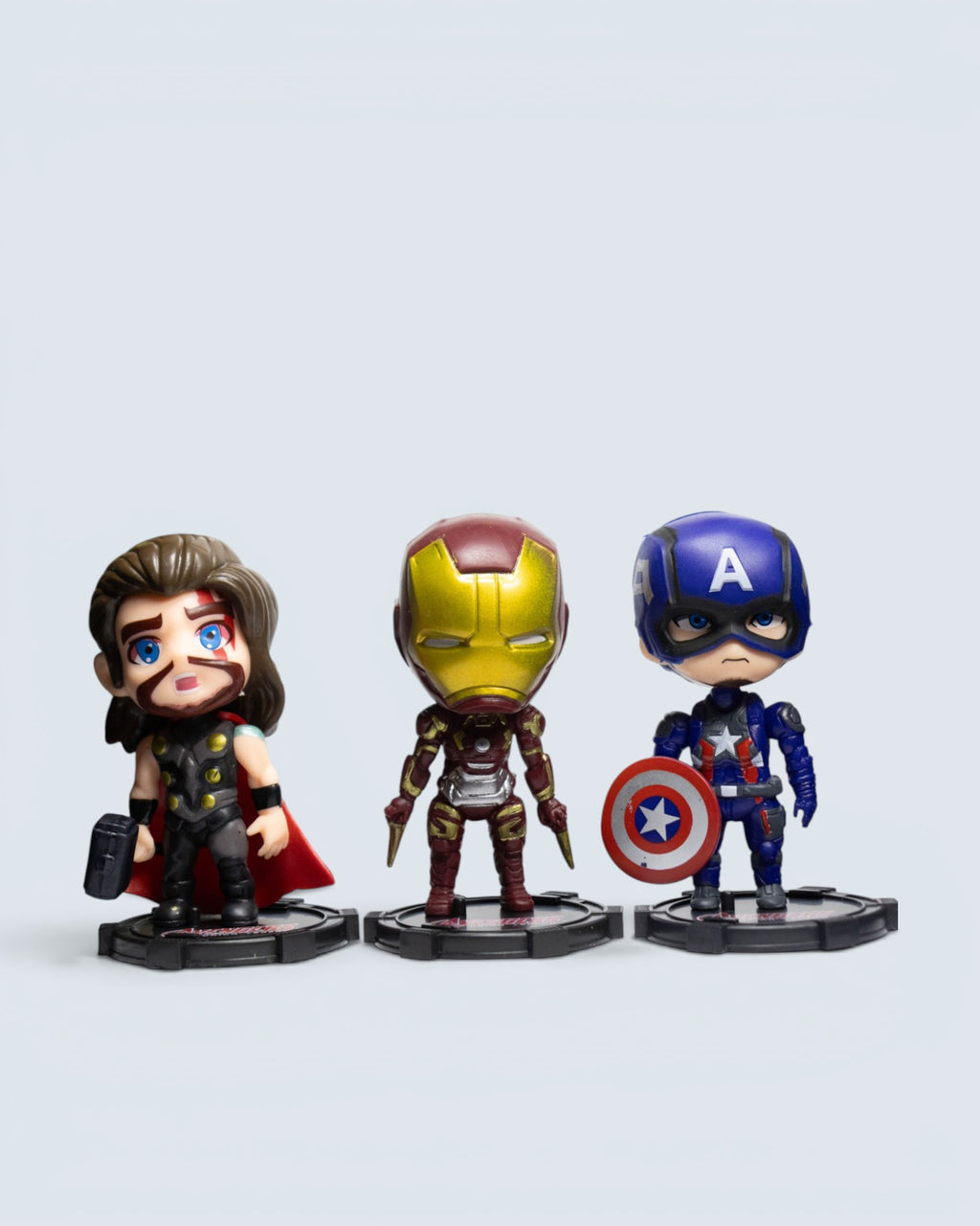 Marvel Avengers Chibi Figure Bundle – Iron Man, Captain America & Thor (Set of 3)