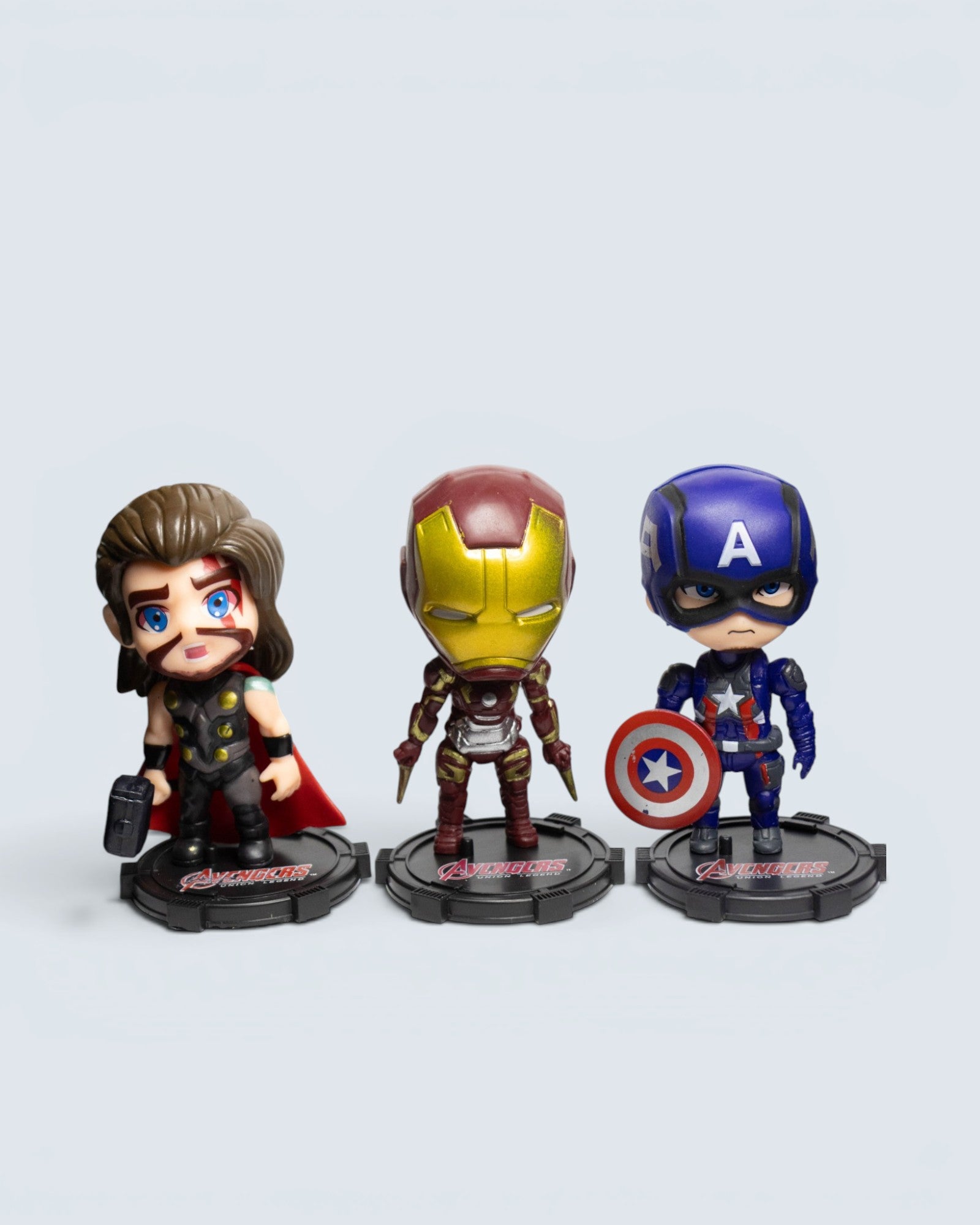 Marvel Avengers Chibi Figure Bundle – Iron Man, Captain America & Thor (Set of 3)
