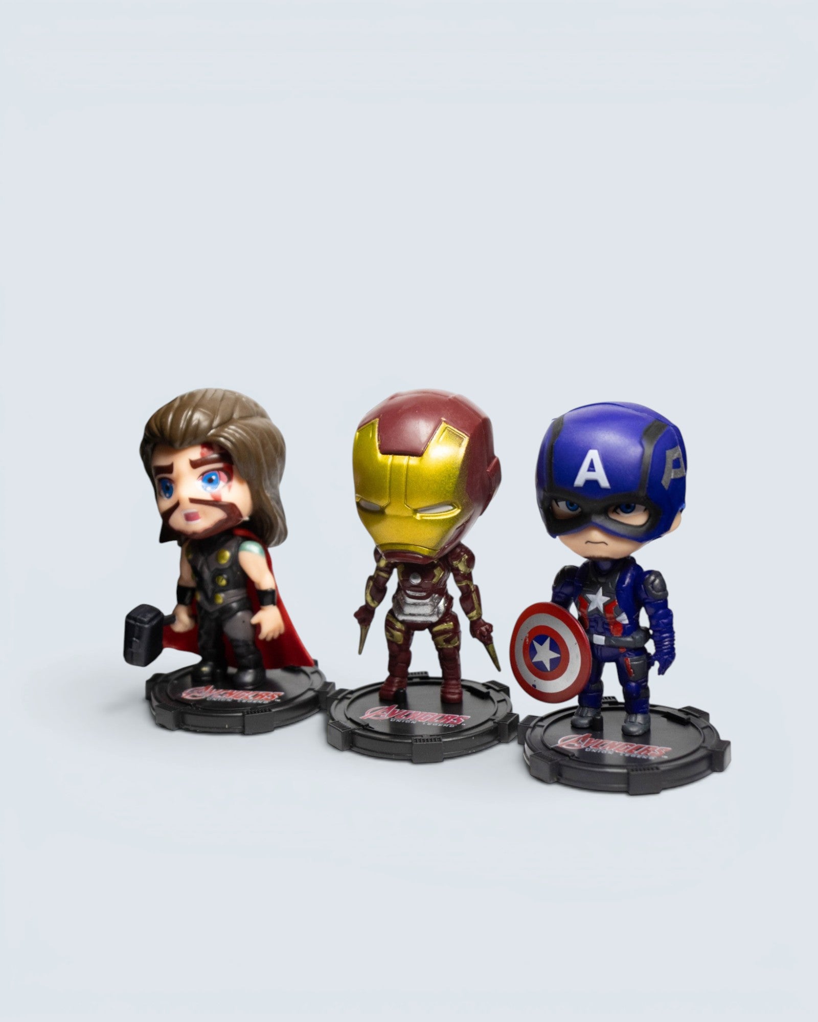 Marvel Avengers Chibi Figure Bundle – Iron Man, Captain America & Thor (Set of 3)