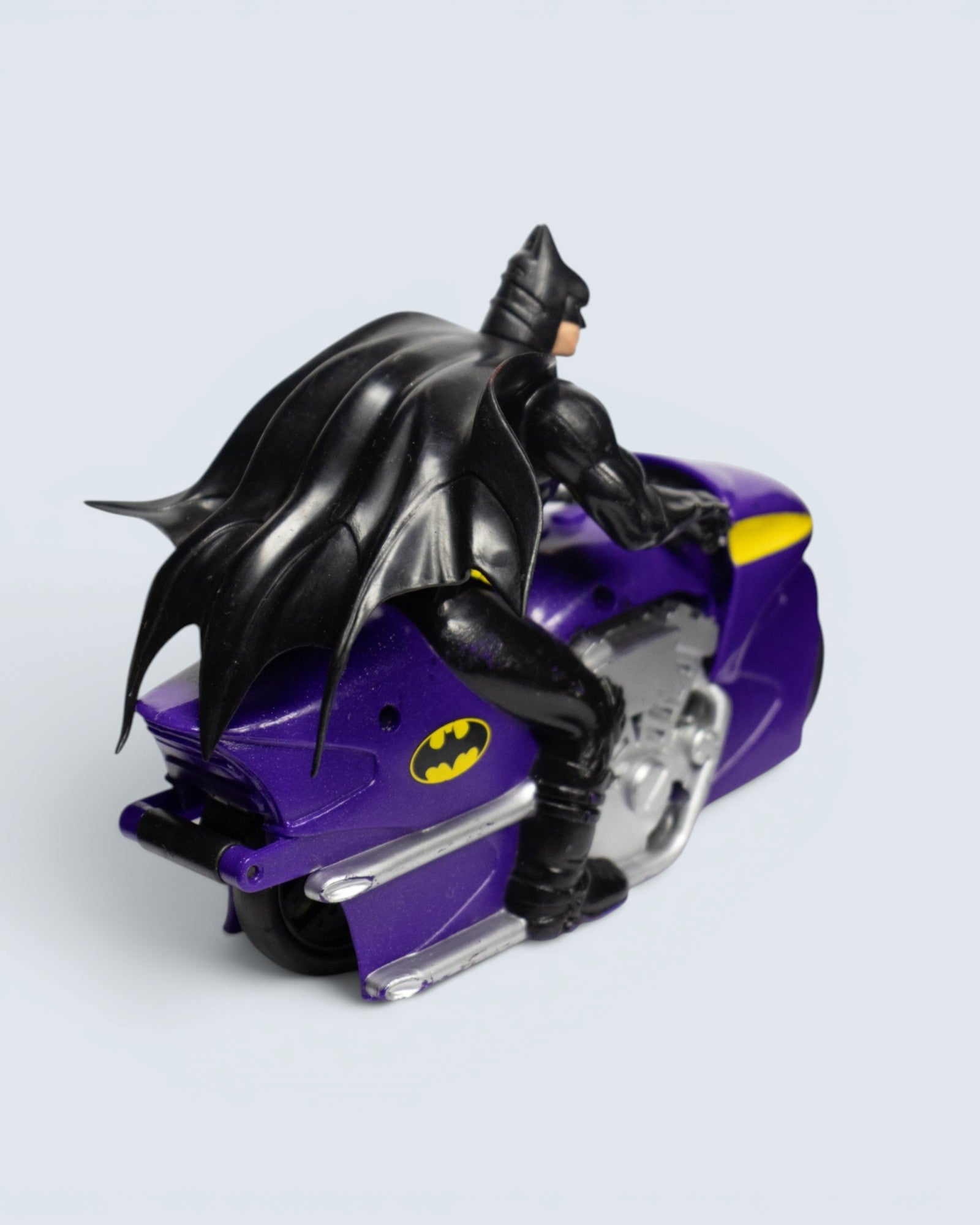 DC Comics Batman Classic Black Suit Action Figure with Purple Batcycle Vehicle Set