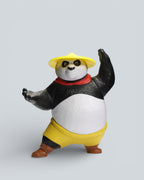 Kung Fu Panda 4: Po (Dragon Warrior) Action Figure – with Yellow Straw Hat & Shorts
