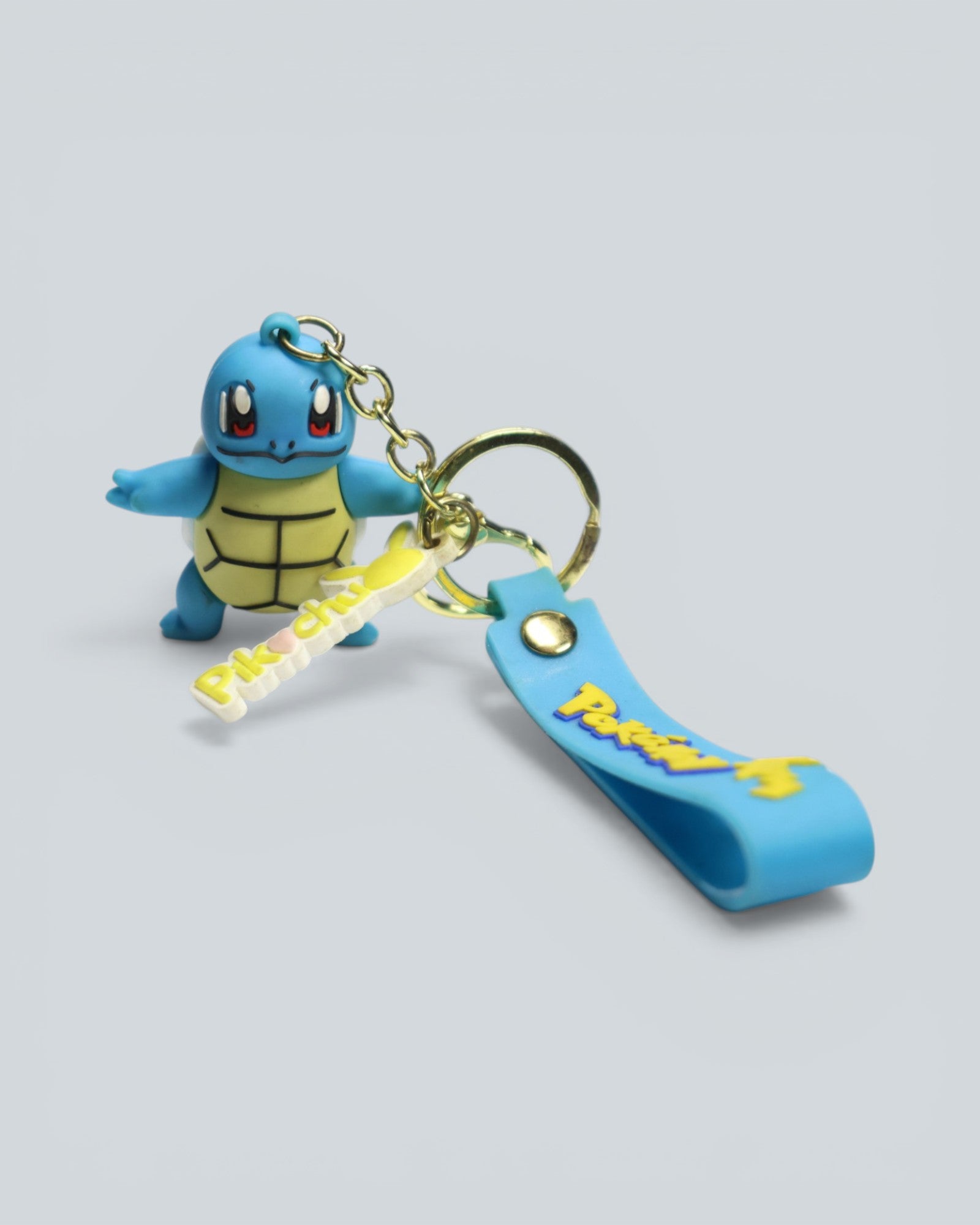 Pokémon: Keychain Squirtle 3D – Water Starter Figure with Wrist Strap & Pikachu Charm