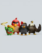 Angry Birds Movie Figure Set - Red, Bomb, Mighty Eagle, and Cowboy Pig - Bundle of 4