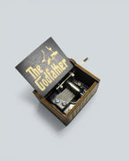 Godfather Hand-Crank Wooden Music Box - Vintage Engraved Design
