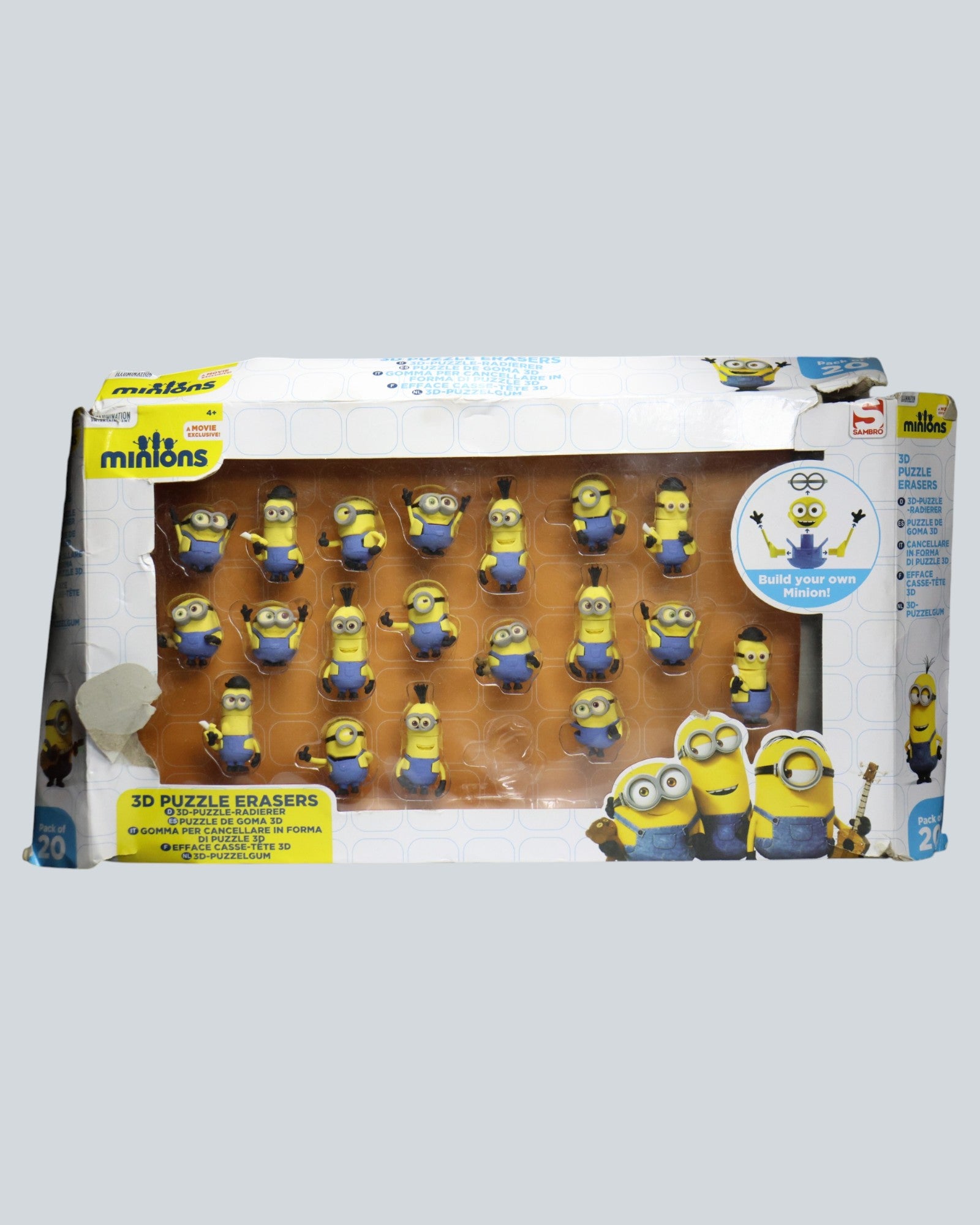 Minions 3D Puzzle Erasers – Pack of 19 Collectible Figures