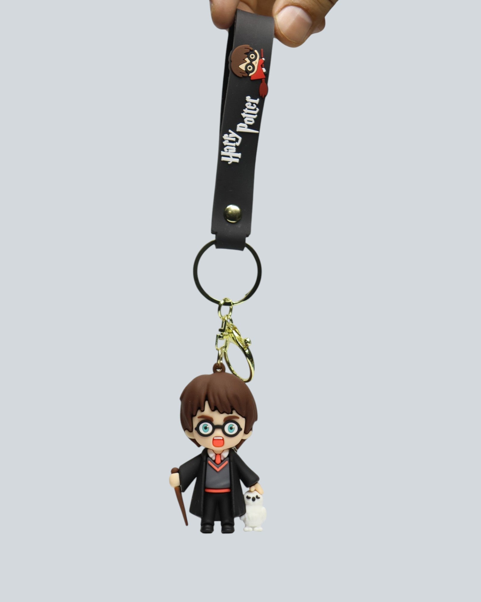 Harry Potter & Hedwig Chibi-Style Premium Silicone Keychain