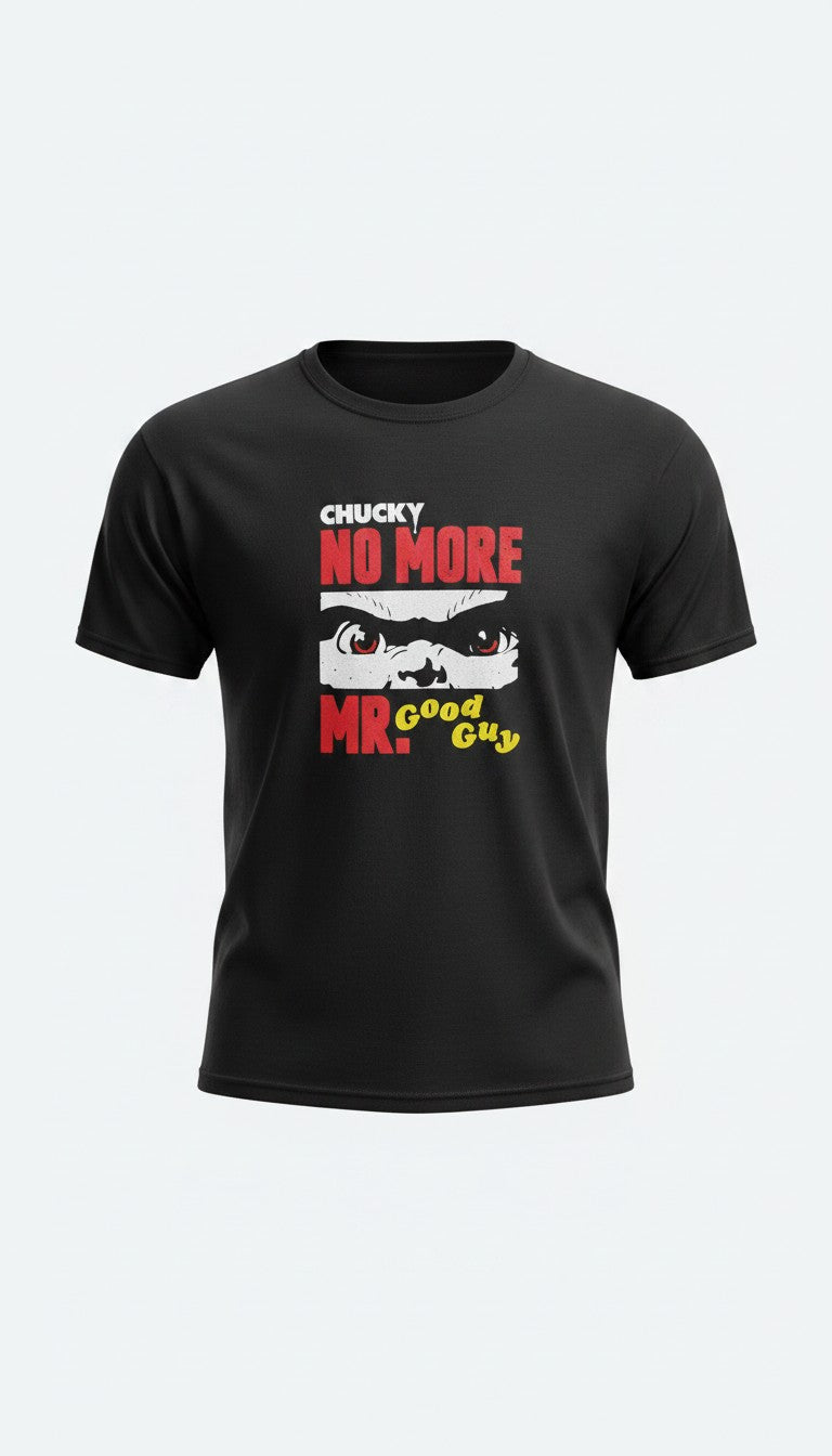 Official Chucky "No More Mr. Good Guy" Horror Graphic Black T-Shirt