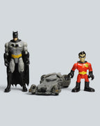 DC Comics Batman and Robin Figure Set with Hot Wheels Batmobile