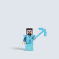 Minecraft Steve in Diamond Armor Minifigure with Diamond Pickaxe