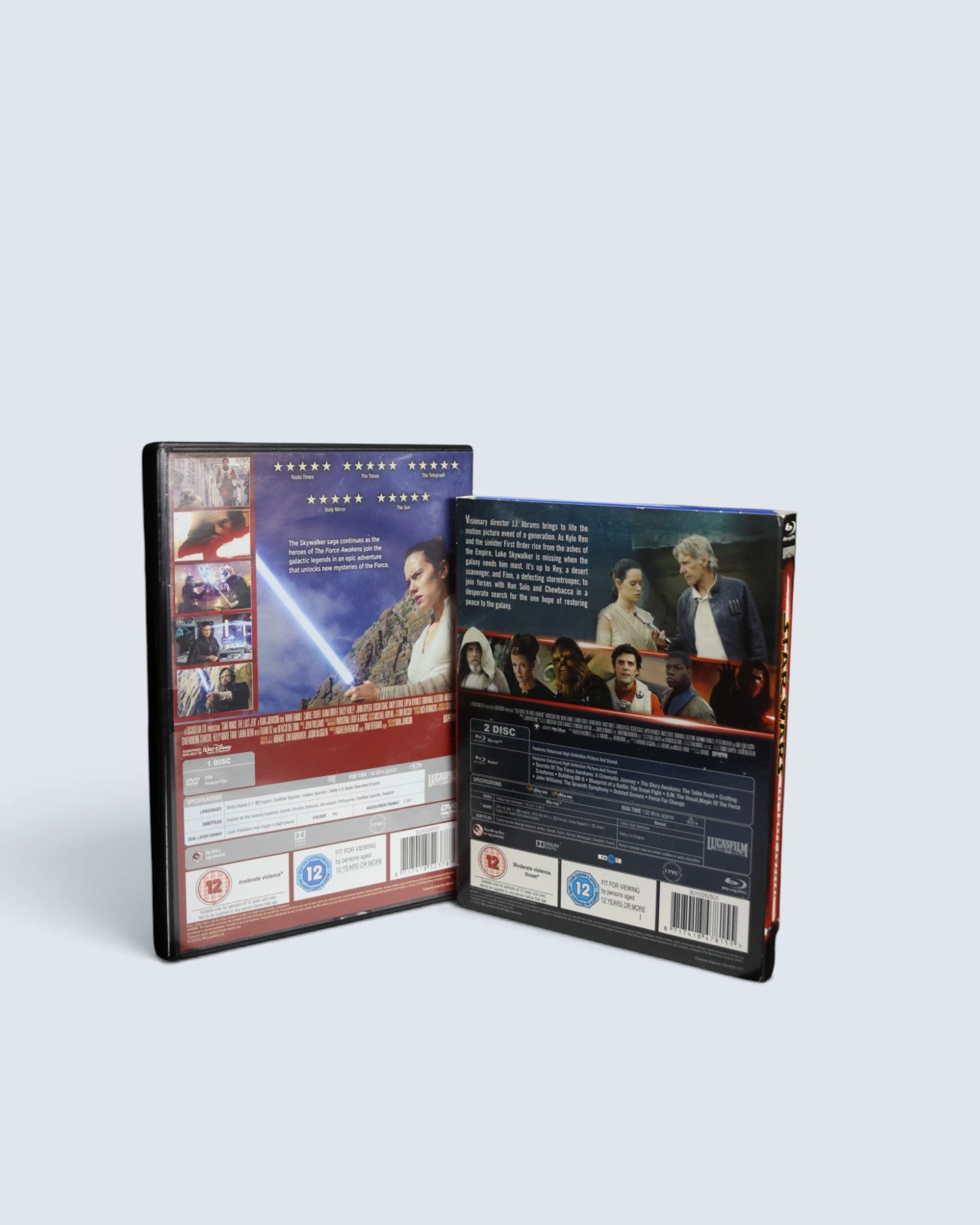 Star Wars: The Force Awakens (Limited Edition Slipcase) & Star Wars: The Last Jedi Blu-ray & DVD Lot