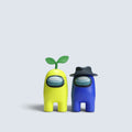 Among Us Yellow with Sprout & Blue with Fedora Action Figure Duo Set
