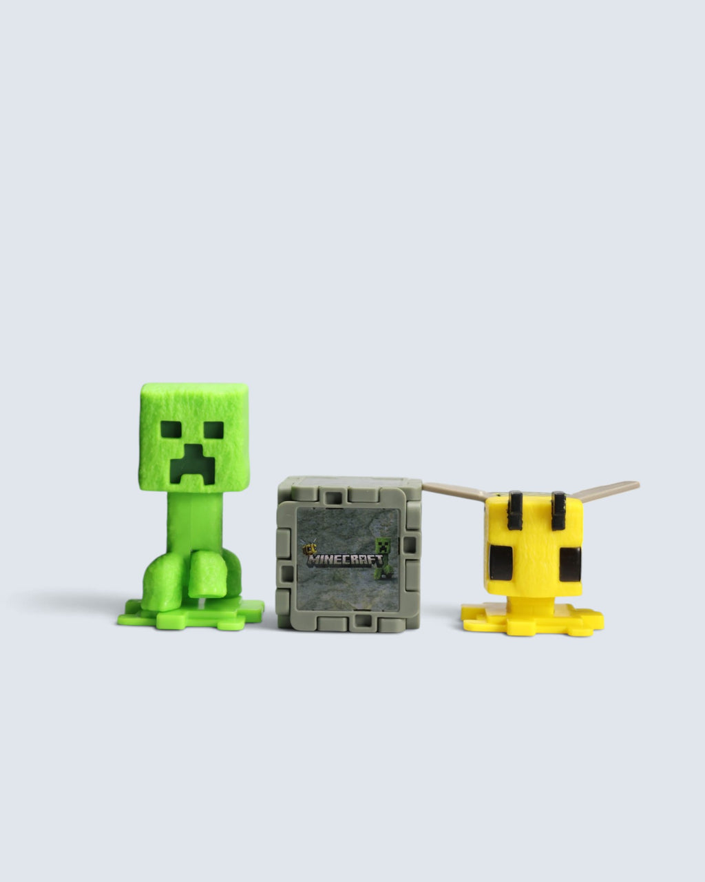 Minecraft Creeper, Bee, and Steve with Folding Block Playset Toy Bundle