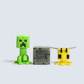 Minecraft Creeper, Bee, and Steve with Folding Block Playset Toy Bundle