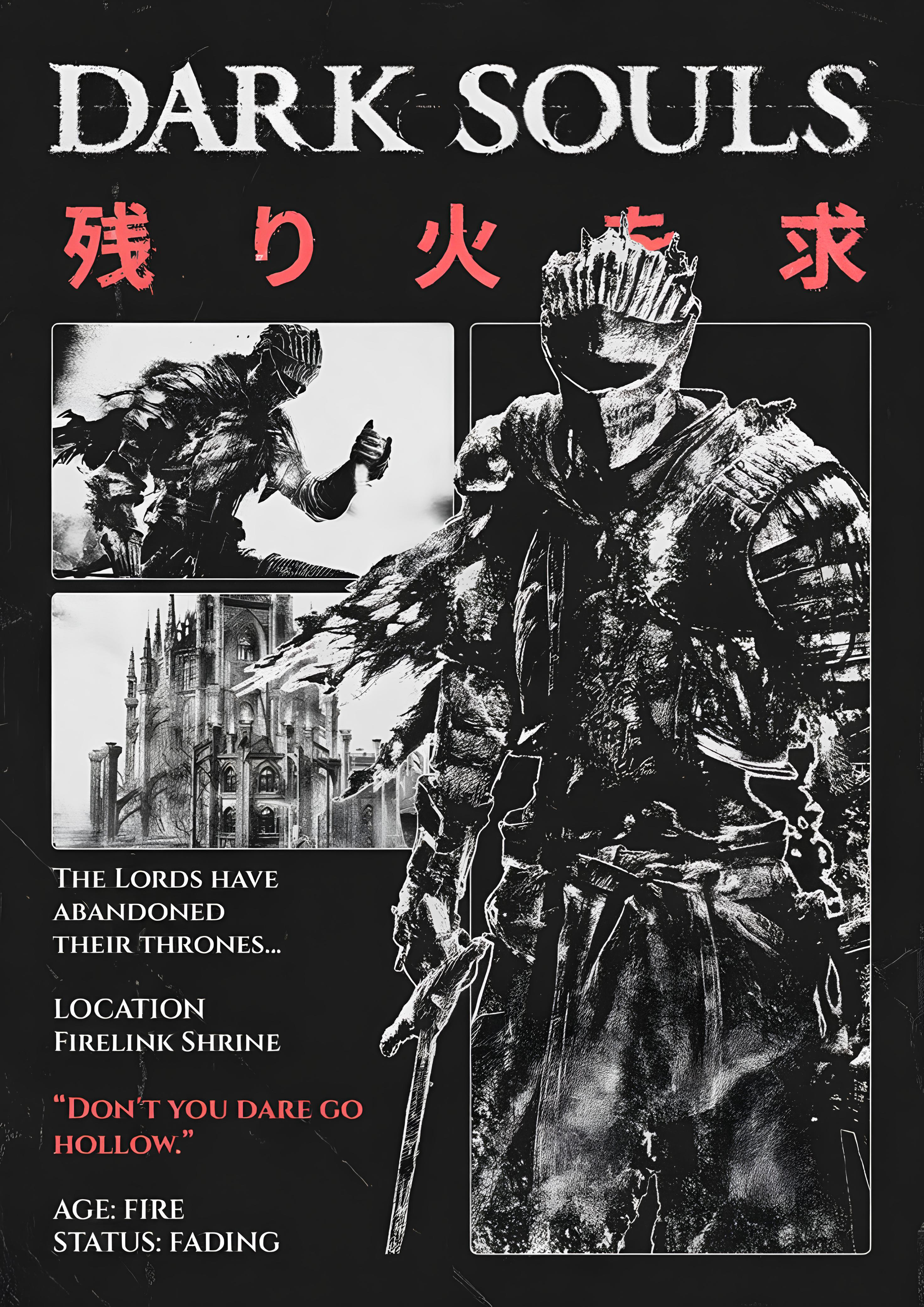Dark Souls III "Firelink Shrine" Soul of Cinder Wall Poster - A3 - Matte Print